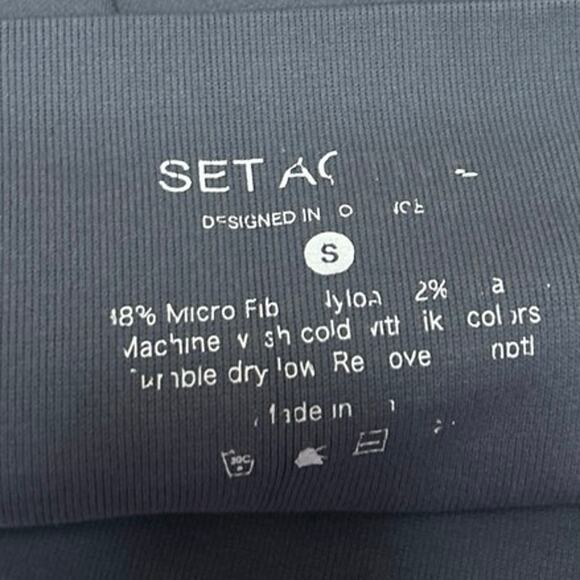 Set Active Blue Gray Skinny Leg Mid Rise Activewear Yoga Gym Leggings Pants Sz S - Picture 4 of 4